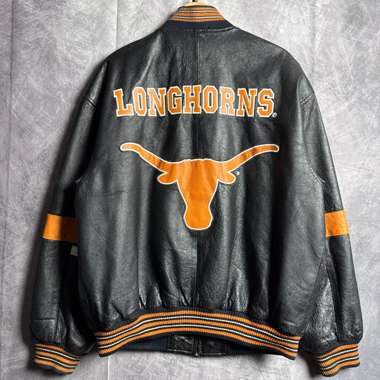 90s Black Texas Longhorns Leather Jacket 4472