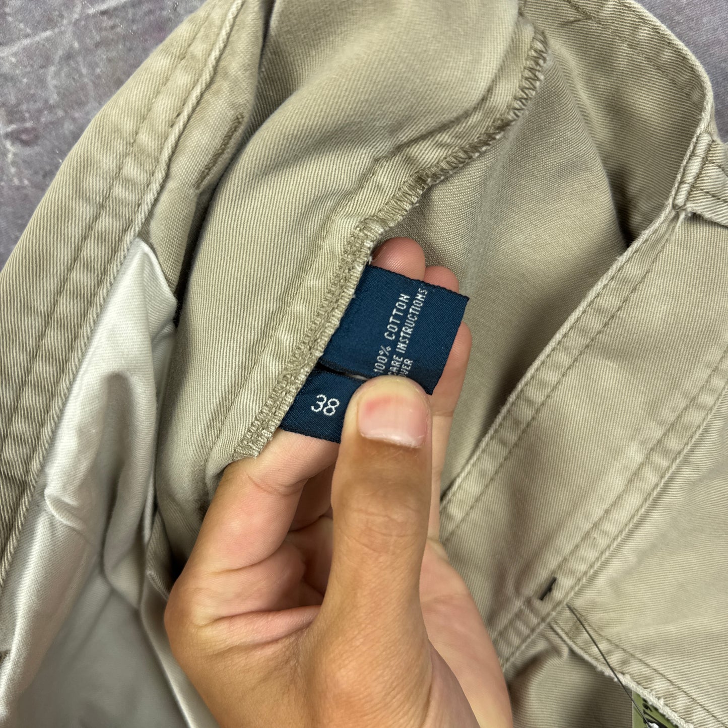 90s Tan Brown Polo Ralph Lauren Baggy Cargo Shorts 37x9.5 AZ06