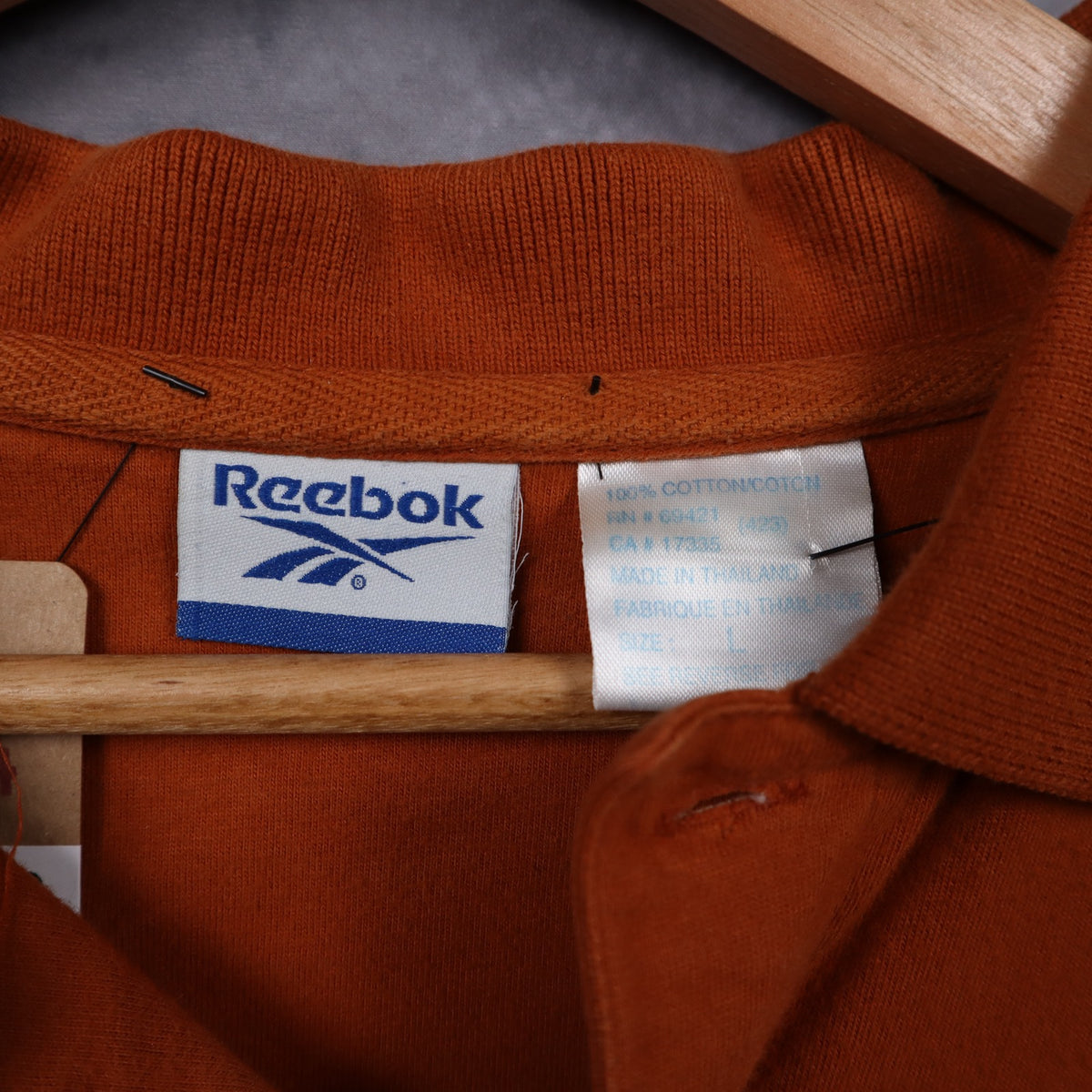 90s Burnt Orange Texas Longhorns Baseball Letterman Reebok Polo Shirt 5892