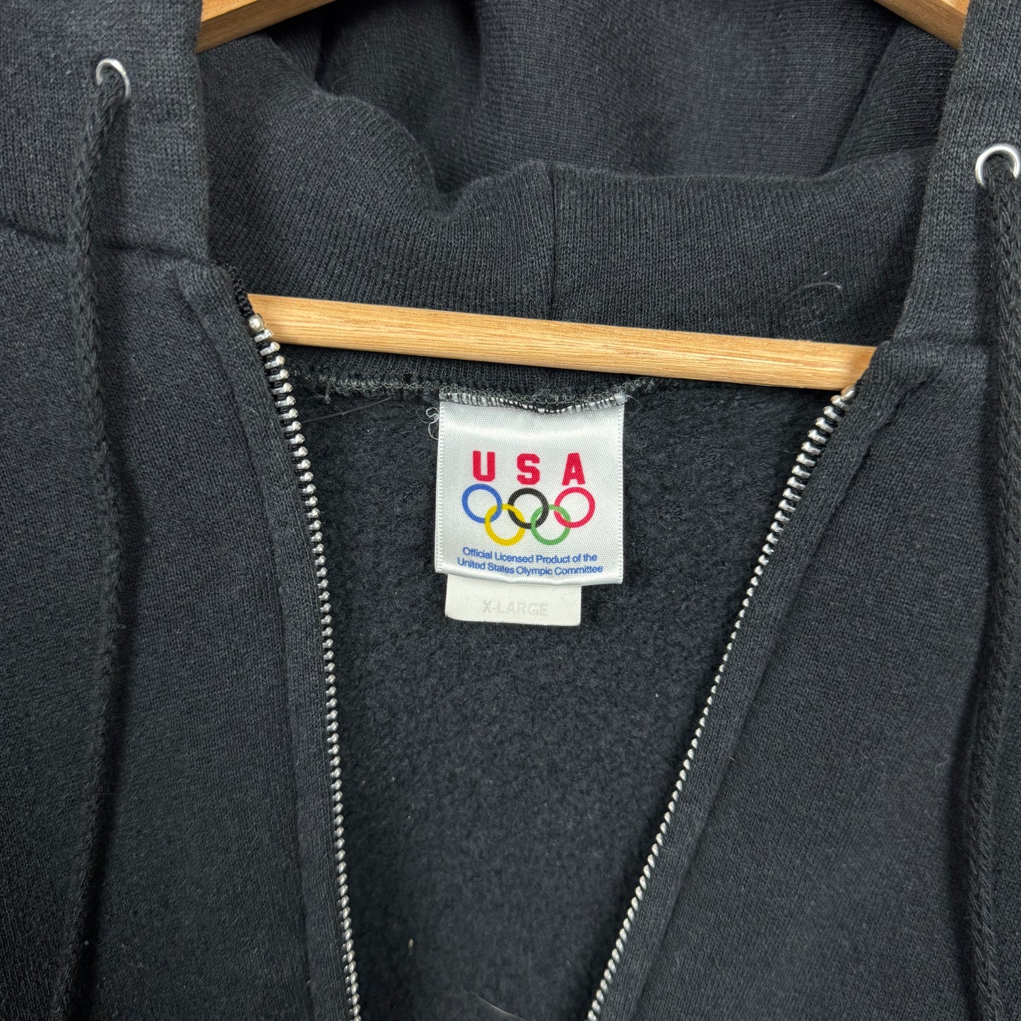 90s Black Olympics Zip Up Hoodie 3480