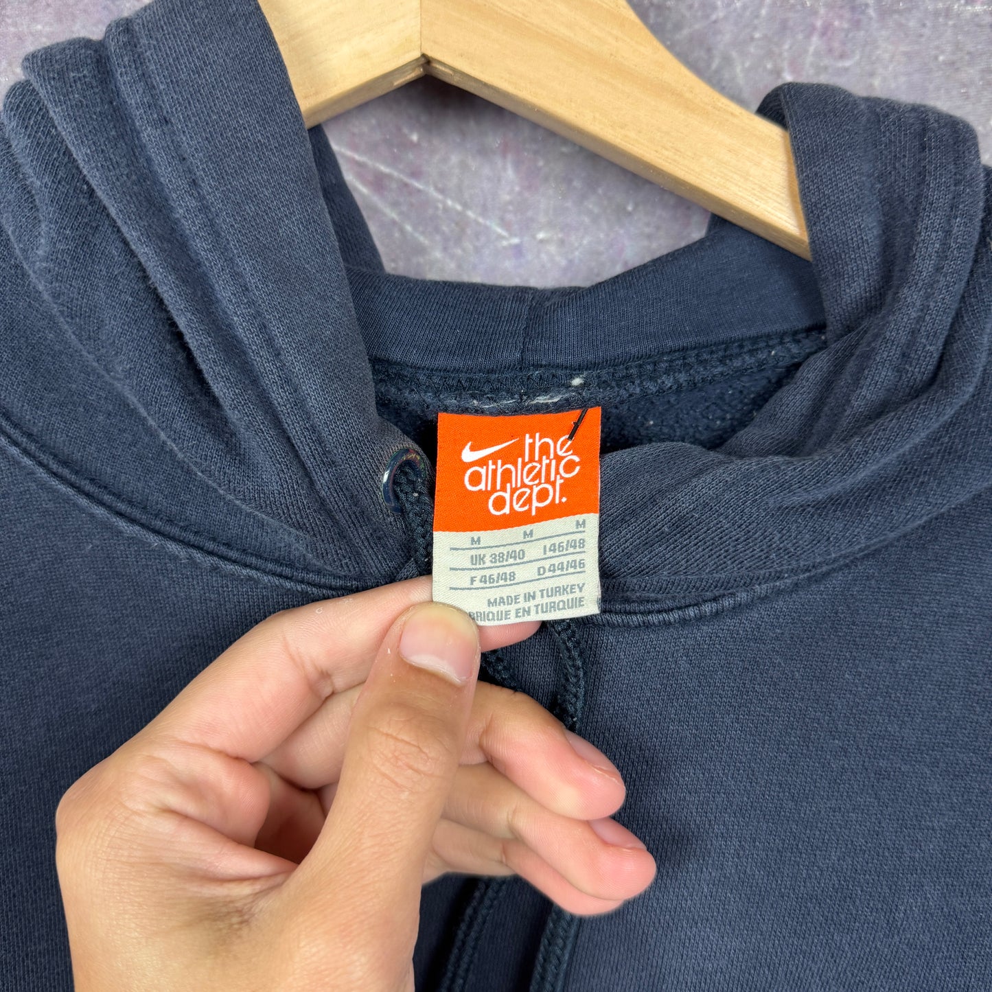 Early 00s Faded Black Nike Mini Swoosh Essential Logo Hoodie L 1850