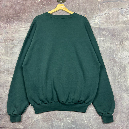 90s Dark Green Russell Athletic Blank Essential Crewneck Sweatshirt L 1978