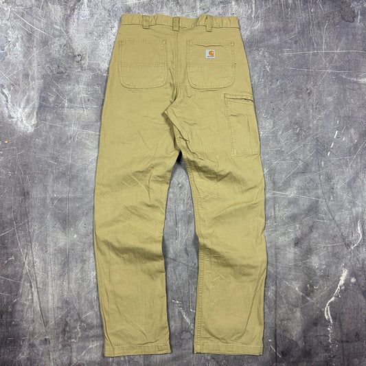 00s Tan Brown Carhartt Lightweight Carpenter Work Pants 32x33 AG39