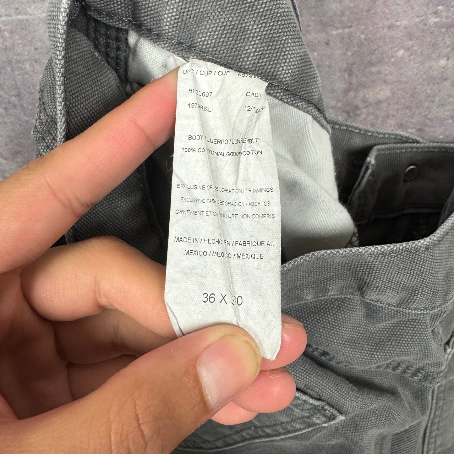 Early 00s Gray Dickies Carpenter Work Pants 36x30 2455