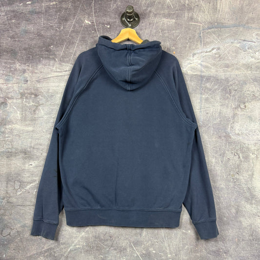 Early 00s Navy Blue Nike Mini Swoosh Essential Logo Hoodie L 0009