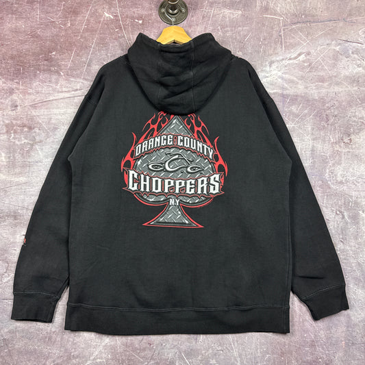 00s Black Orange County Choppers Flame Sleeve Hoodie 3046