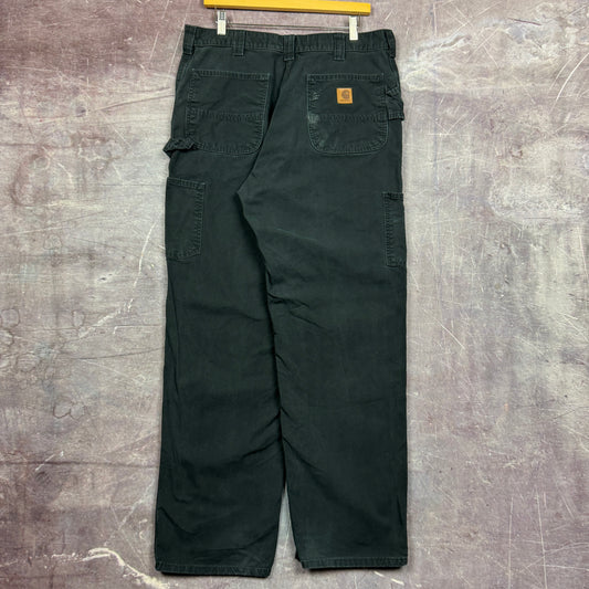 Early 00s Faded Black Carhartt Lightweight Carpenter Work Pants 35x31.5 2494
