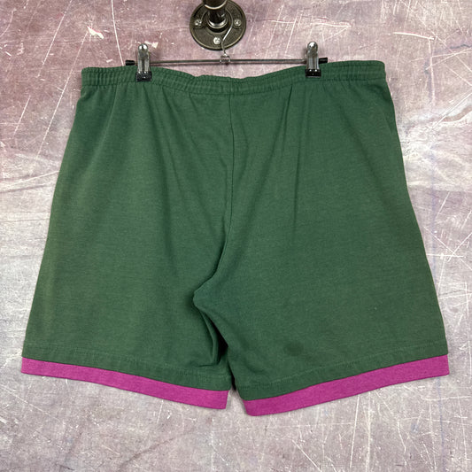 90s Green Purple Champion Cotton Sweat Shorts 36x7 2781