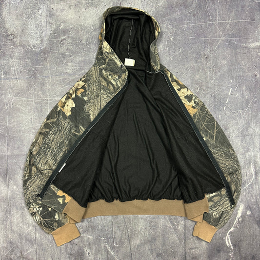 90s Mossy Oak Camo Ozark Trail Zip Up Lightweight Hoodie Boxy XL E53