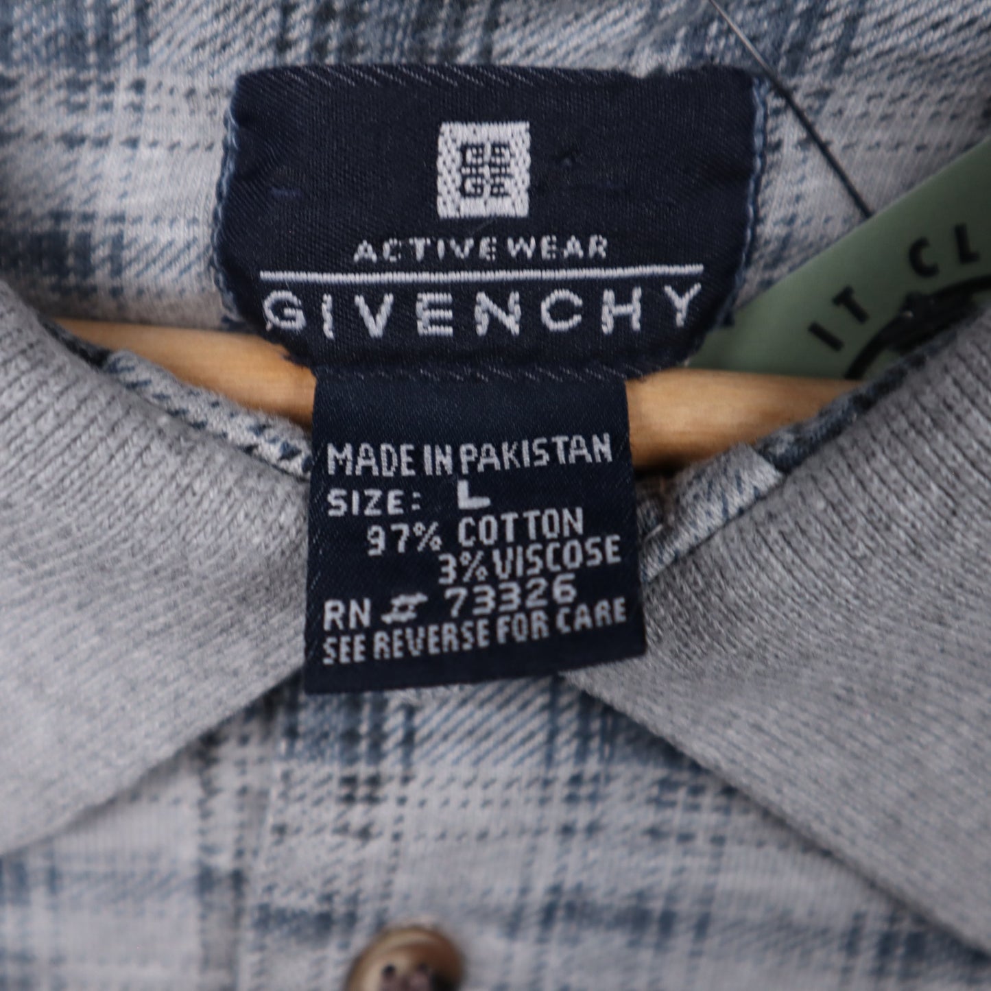 90s Grey Givenchy Activewear Plaid Polo Shirt 5535