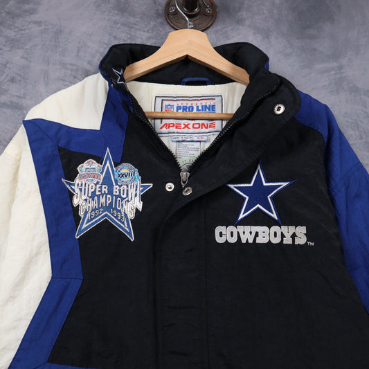 90s Black Dallas Cowboys Super Bowl Champions Apex One Jacket 6494