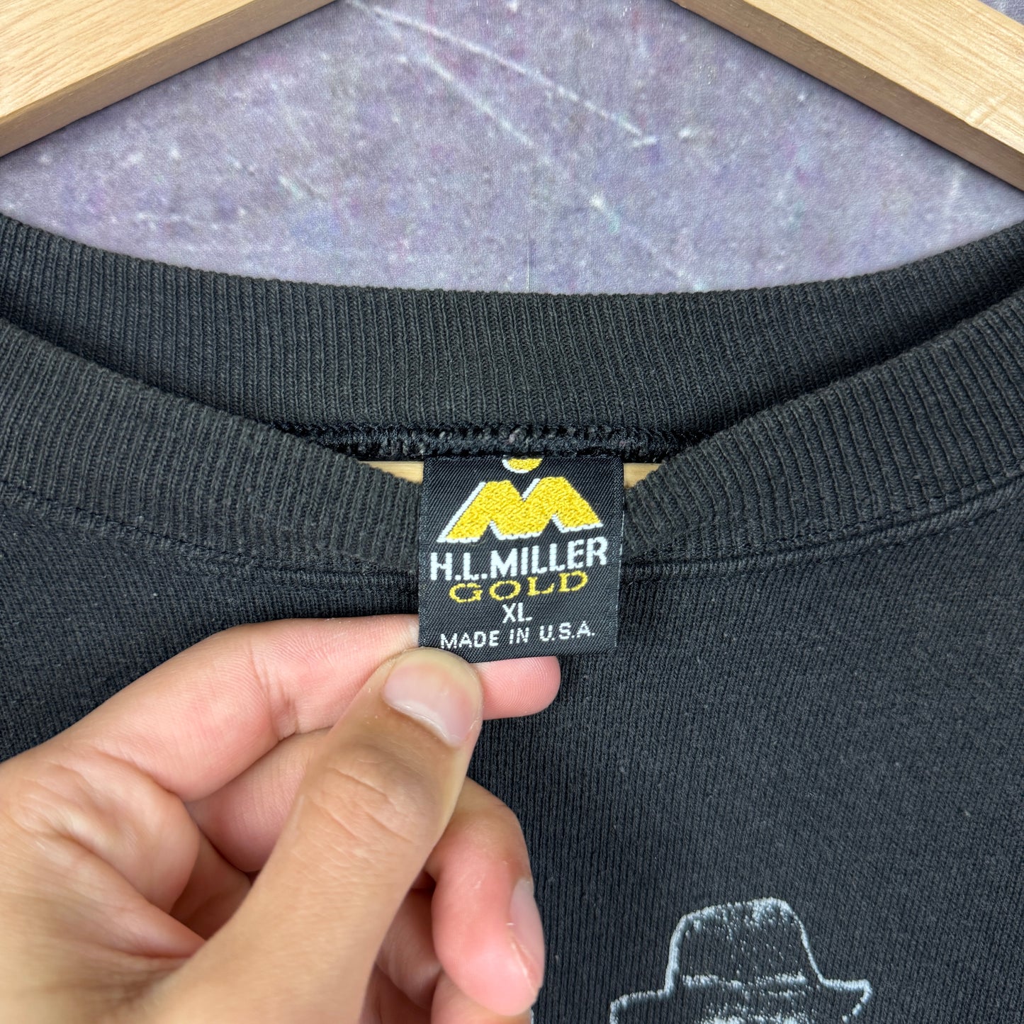 90s Faded Black Ole Miss University Colonel Reb Cowboys Graphic Crewneck Sweatshirt L 1732