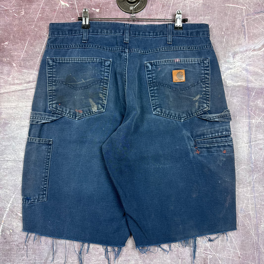 90s Navy Blue Carhartt Baggy Carpenter Work Shorts 30x10 BA83