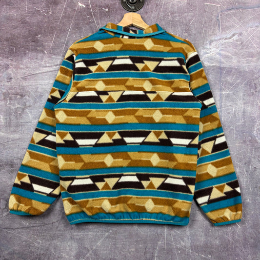 Early 00s Blue Brown Patagonia Synchilla Aztec Pattern Snap T Fleece Jacket M 2016