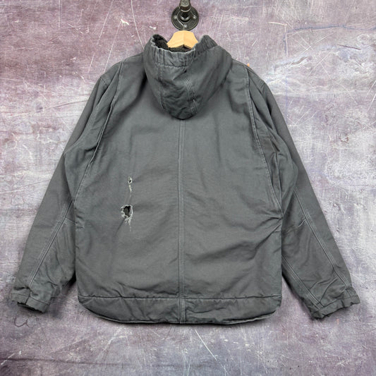 00s Gray Carhartt Hooded Quick Duck Jefferson Work Jacket XL 2290