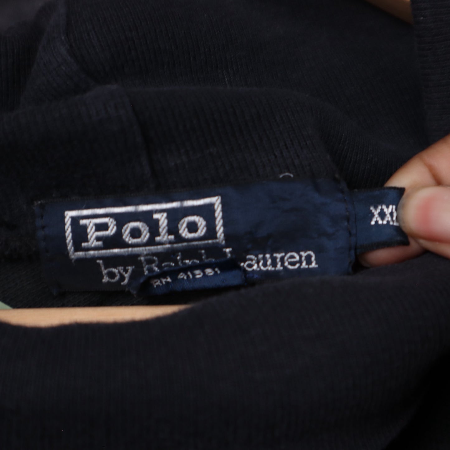 90s Black Polo Ralph Lauren Mock Neck Long Sleeve Shirt 5400