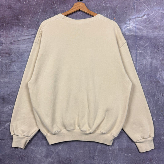 90s Cream Tan Russell Athletic Blank Essential Crewneck Sweatshirt M 1980