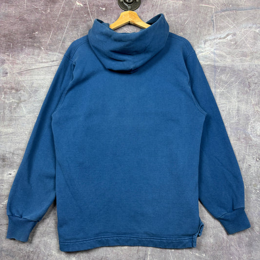 90s Blue Champion Spellout Embroidered Logo Hoodie M 1837