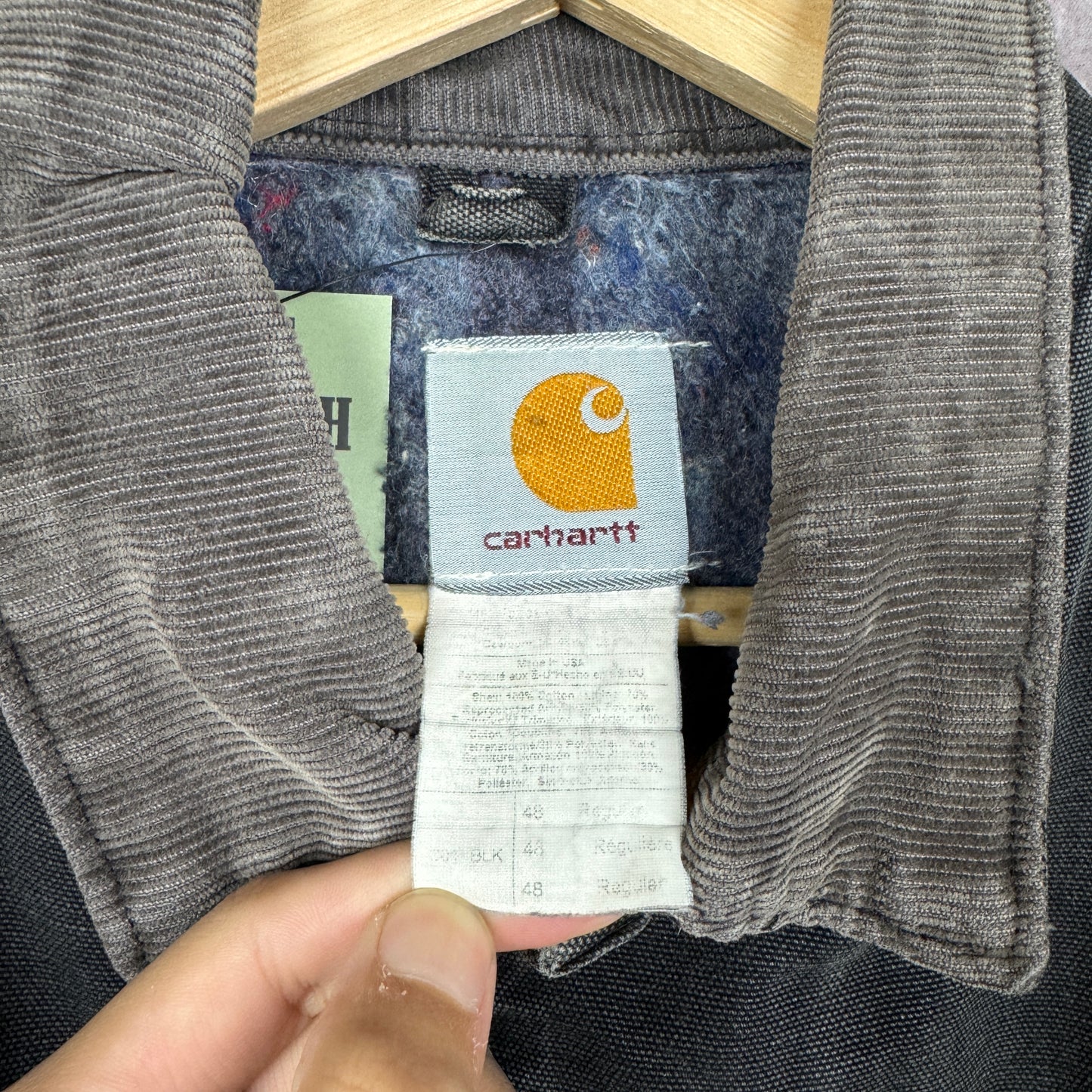 90s Faded Black Carhartt Embroidered Chore Work Jacket XL 2336