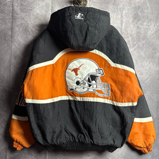 90s Black Texas Longhorns Logo Athletic Puffer Jacket BNWT 4465