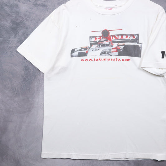 Early 00s White Honda Racing Takuma Sato Shirt 7277
