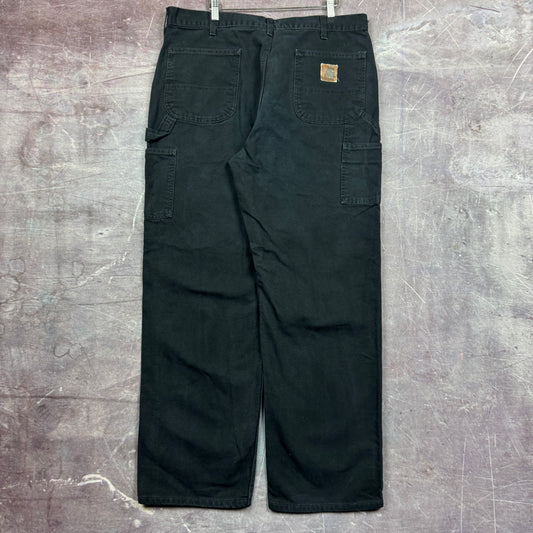 90s Faded Black Carhartt Carpenter Work Pants 37x31.5 2461