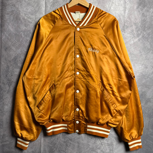 80s Orange Texas Longhorns Satin Bomber Jacket 4457