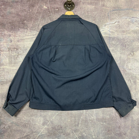 90s Faded Navy Blue London Fog Harrington Style Eisenhower Lightweight Crop Jacket L 0581
