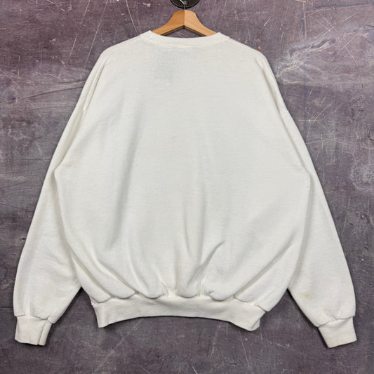 90s White Budweiser Frog Hop On Over For The Holidays Graphic Crewneck Sweatshirt L 1970