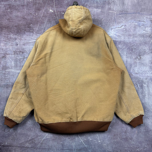 Early 00s Tan Brown Carhartt Hooded Active Work Jacket XL 2347