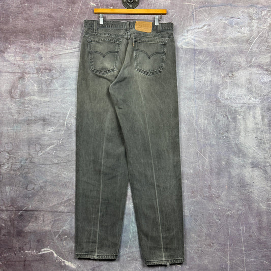 90s Faded Black Levi's 550 Orange Tab Denim Jeans 35x32 2231