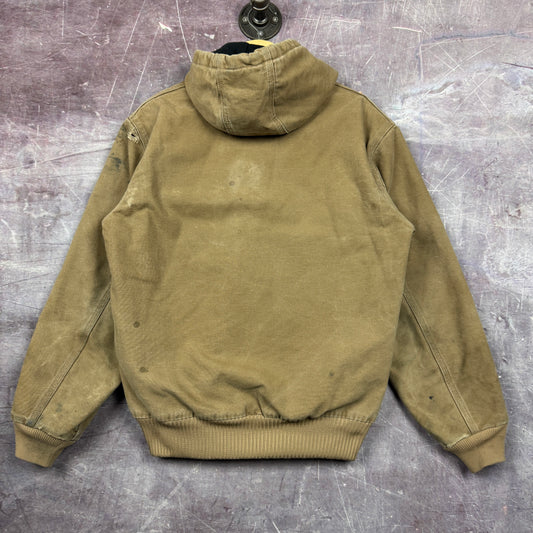 Early 00s Tan Brown Carhartt Hooded Active Work Jacket M 2373