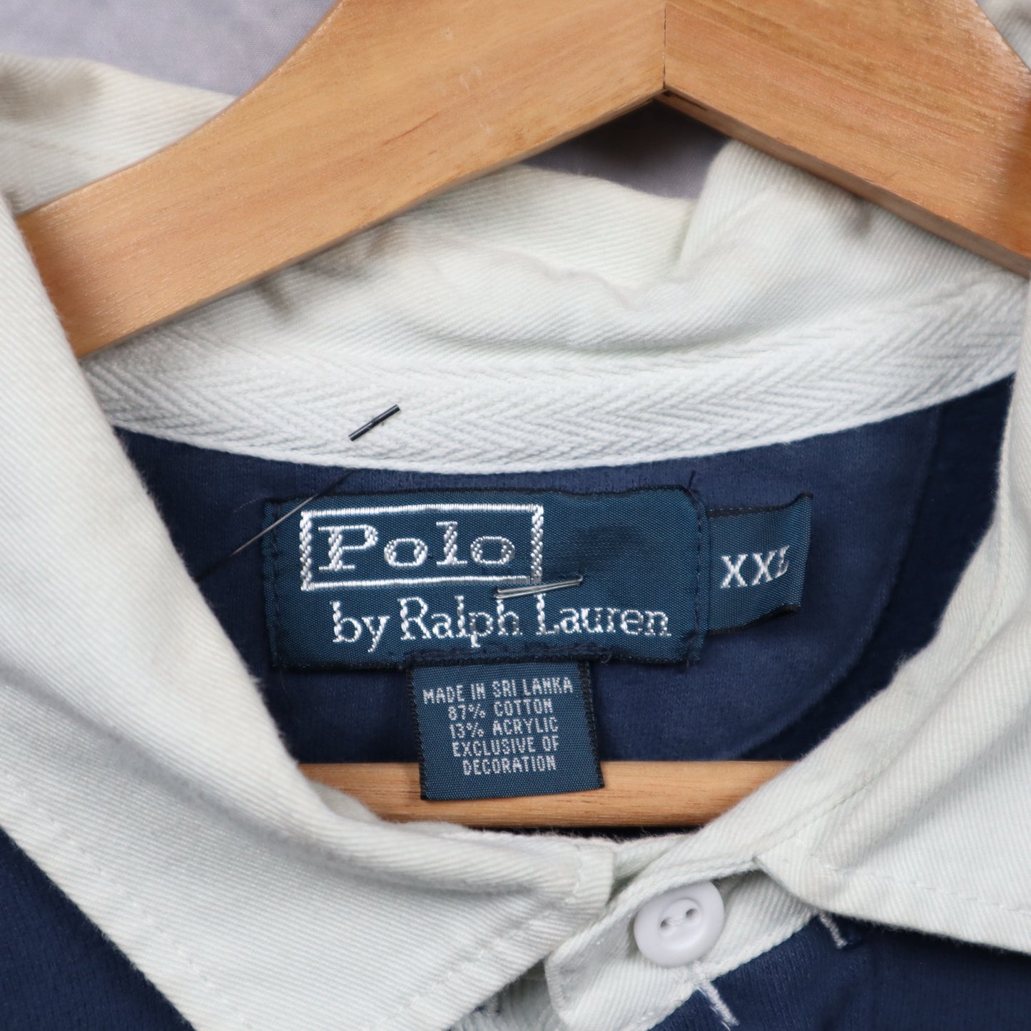 90s Navy Polo Ralph Lauren Striped Rugby Shirt 4717