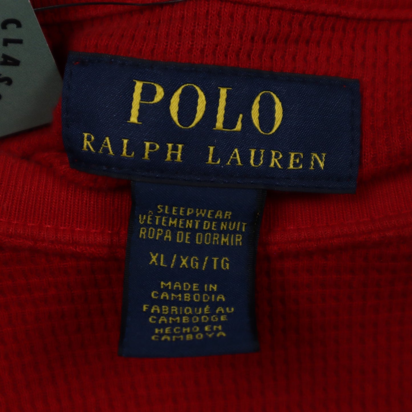 00s Red Polo Ralph Lauren Bear Waffle Knit Long Sleeve Shirt 4721