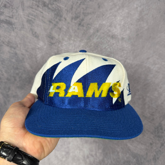 90s White Los Angeles Rams Logo Athletic Sharktooth Snapback Hat 6802