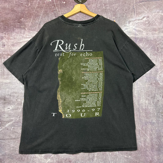 1997 Faded Black Rush Test For Echo Tour Wolf Graphic Shirt XL 2853