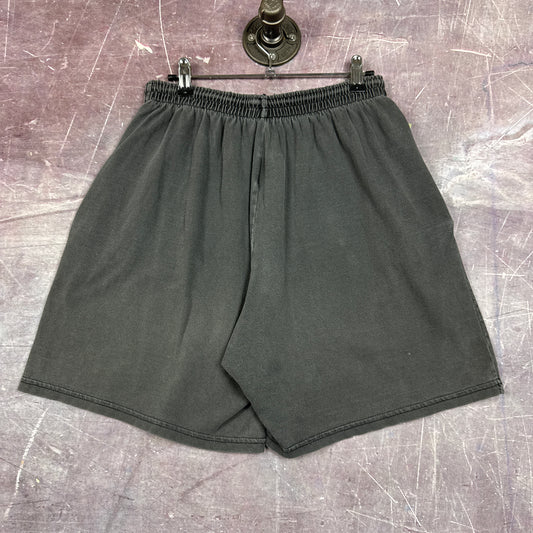 90s Faded Black Nike Embroidered Logo Cotton Sweat Shorts 31x7 2771