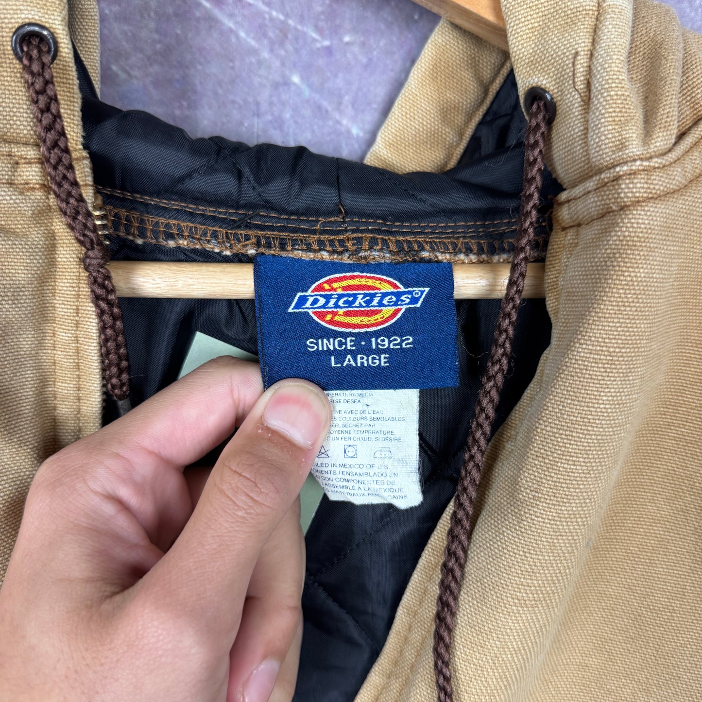90s Tan Brown Dickies Hooded Active Style Work Jacket XL 2354