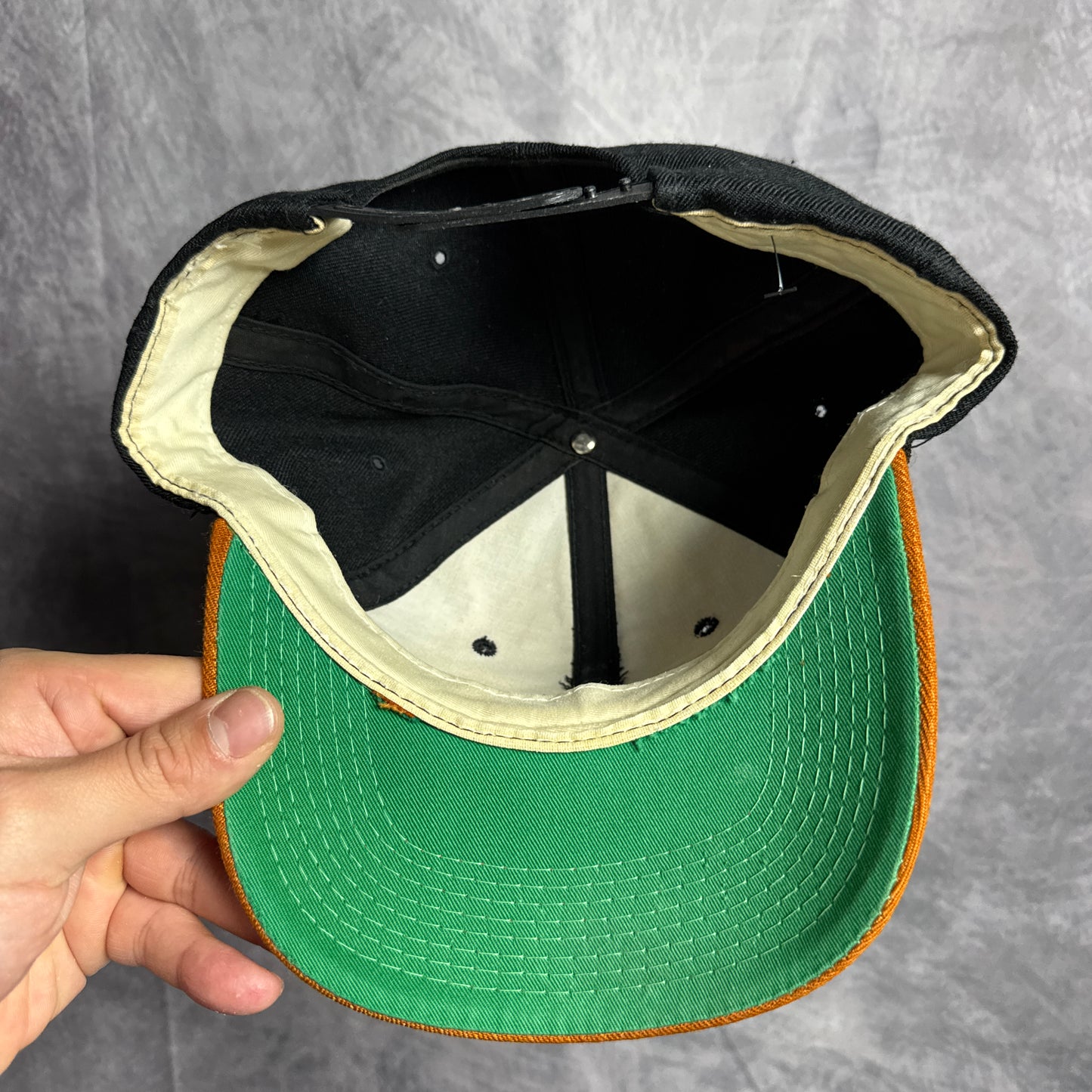 90s Texas Longhorns Sports Specialties Double Line Script Snapback Hat 4634