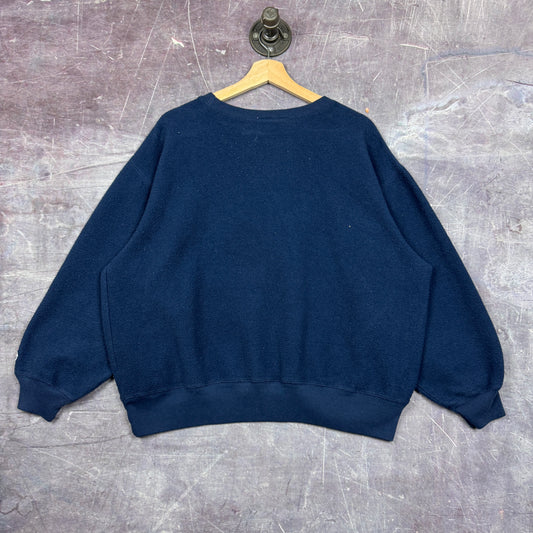 90s Navy Blue Pepsi Embroidered Spellout Fleece Crewneck Sweatshirt L 1828