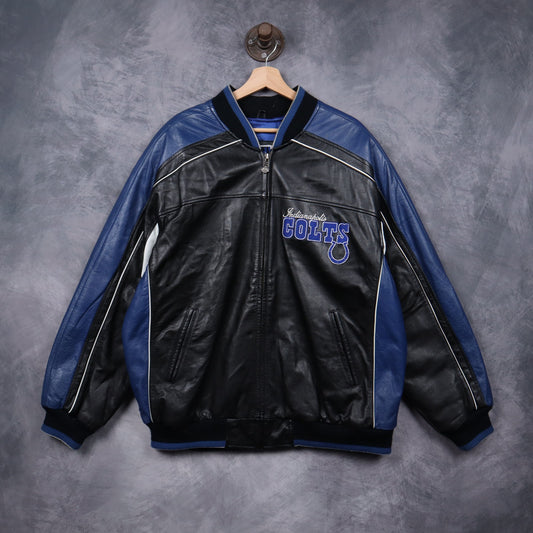 00s Black Indianapolis Colts G-III Carl Banks Leather Jacket 6498