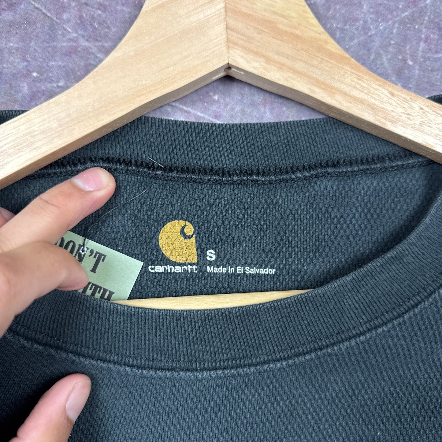 Early 00s Black Carhartt Thermal Long Sleeve Shirt XS 2287