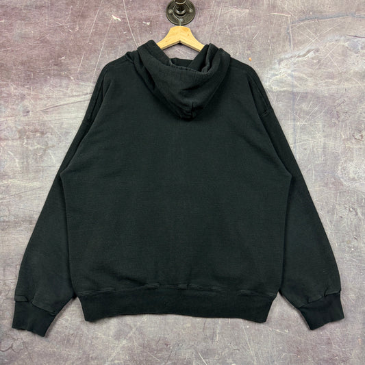 90s Black Blank Essential Hanes Zip Up Hoodie L 1991