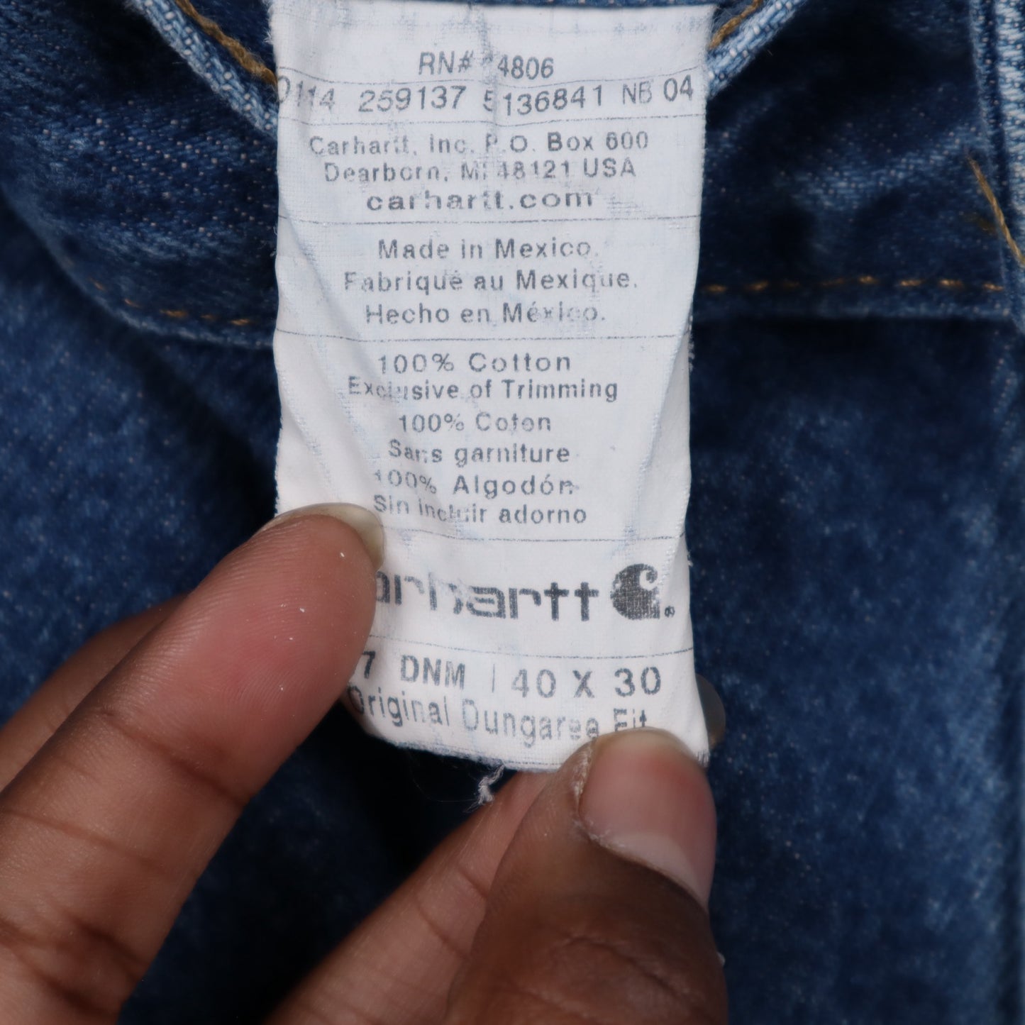 Y2K Blue Carhartt Original Dungaree Fit Double Knee Denim Jeans 5048