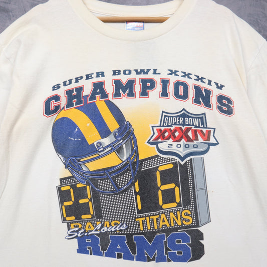 2000 Cream St. Louis Rams Super Bowl XXXIV Champions Shirt 6681