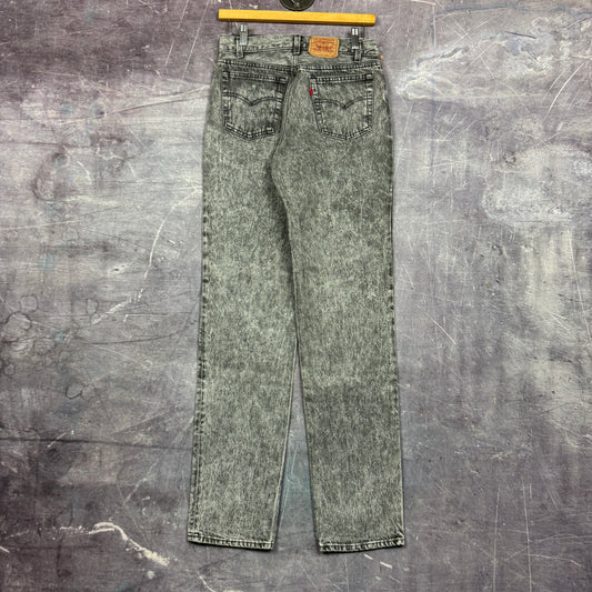 90s Black Acid Wash Levi's 701 Denim Jeans 28x33 0806