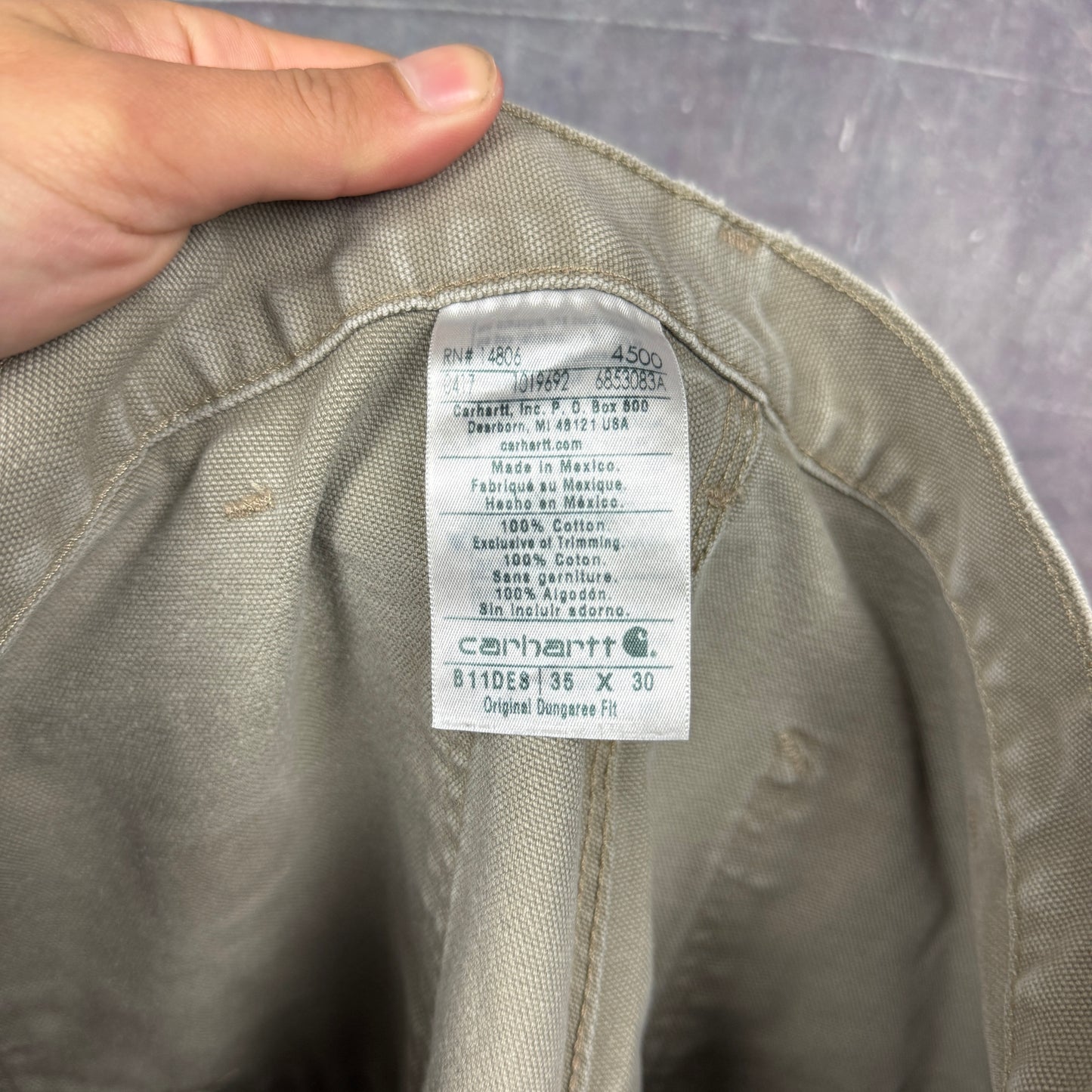 90s Tan Carhartt Carpenter Work Pants 34x28.5 2130