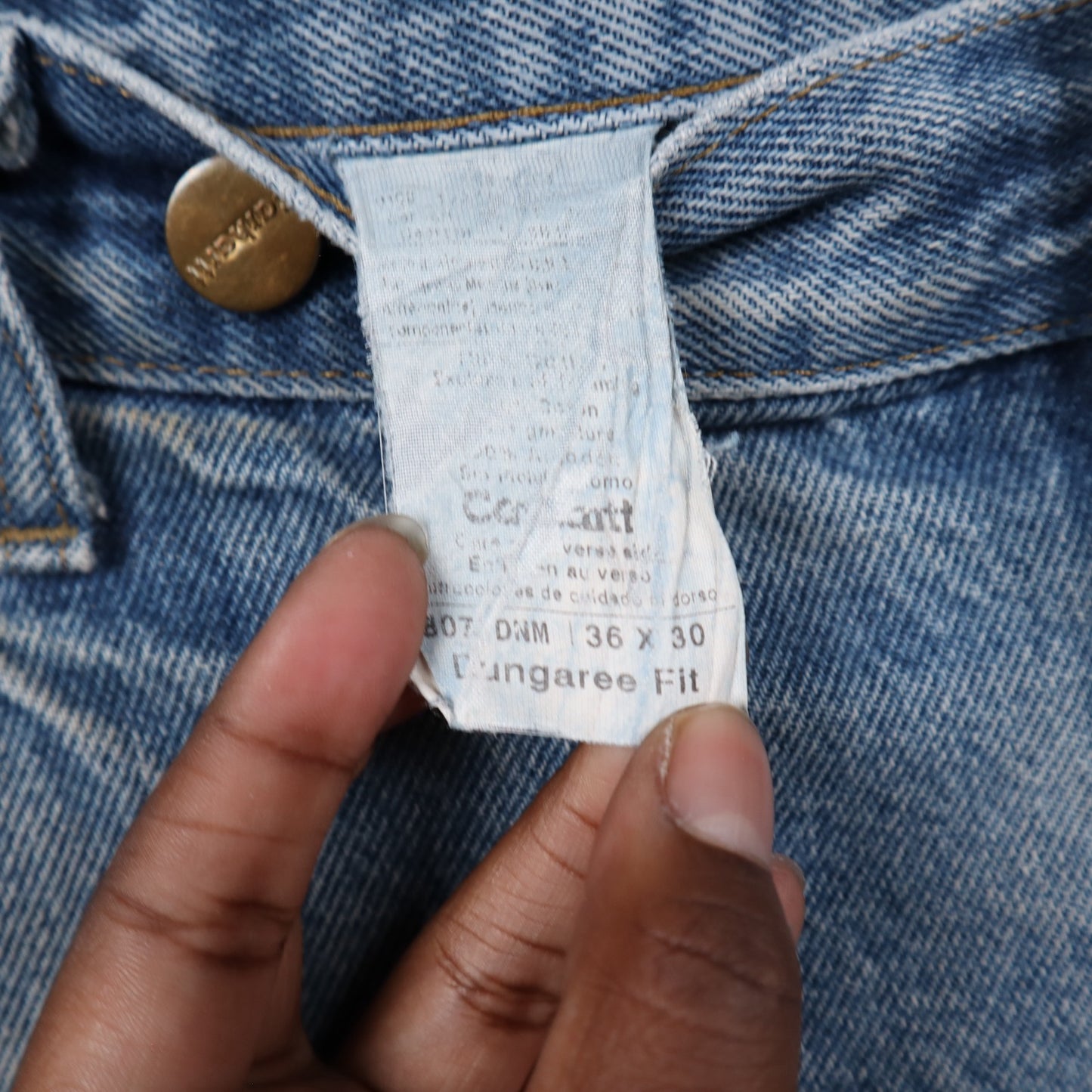 90s Light Wash Carhartt Dungaree Fit Double Knee Denim Jeans 5054