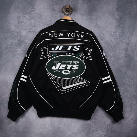 00s Black New York Jets NFL Flames Jacket 6515