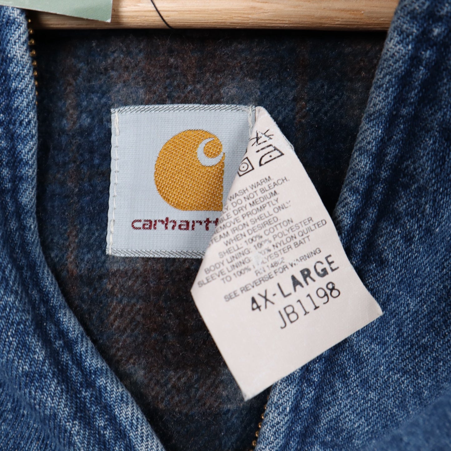 90s Denim Carhartt Flannel Lined Hooded Active Jacket 4798